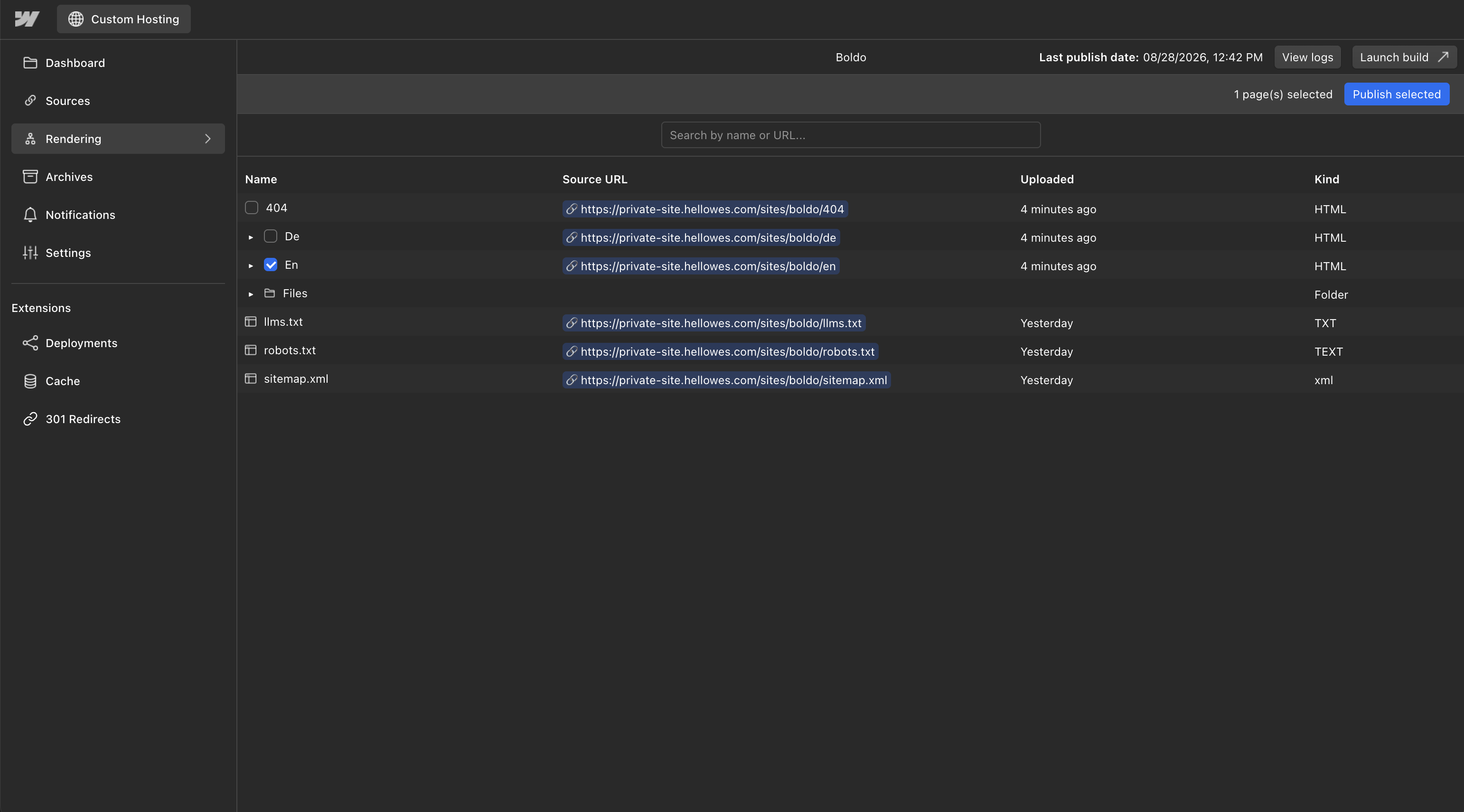 WCH documentation screenshot